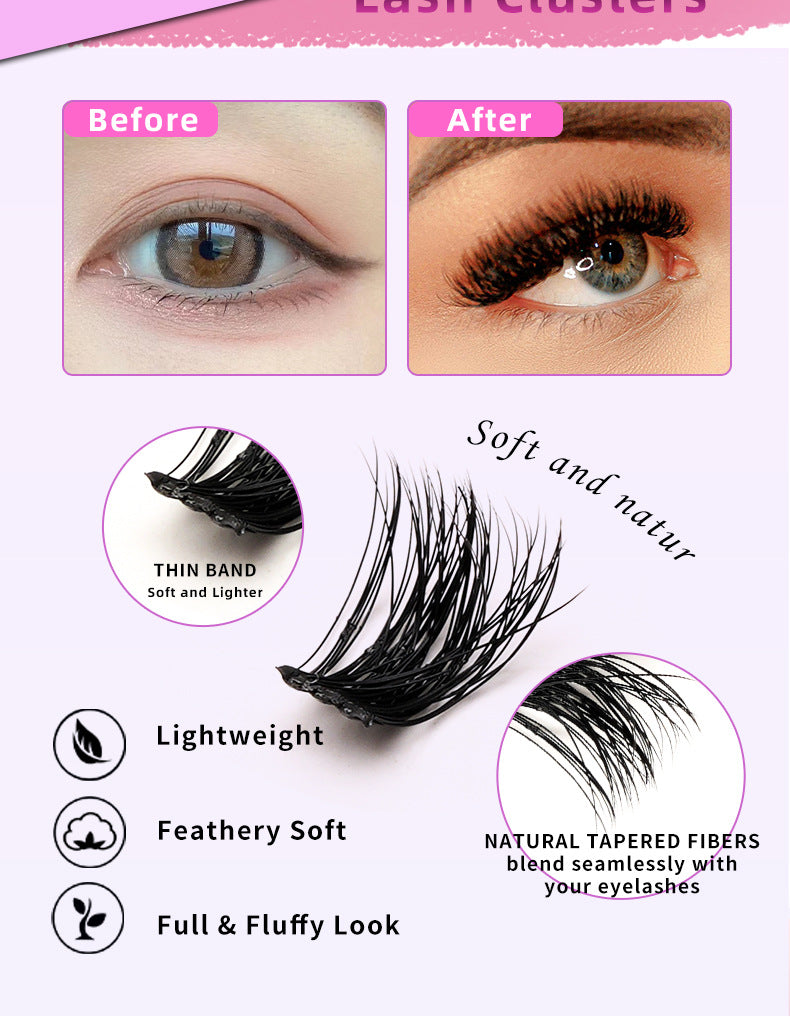 DIY Luxe Individual Lash Clusters D Curl 30D 40D Thick Volume Kit