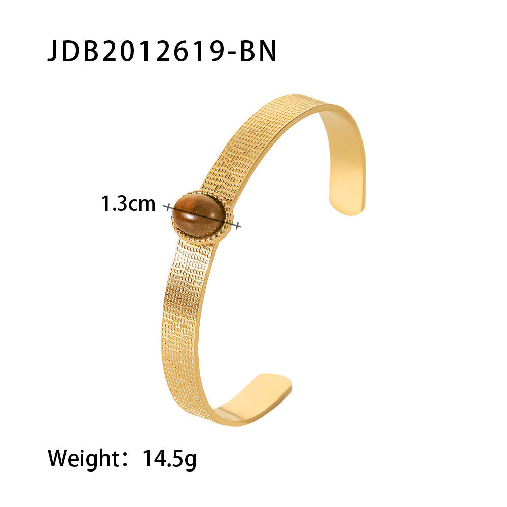 Luxe Gold-plated Stainless Steel Bracelets With Zirconia