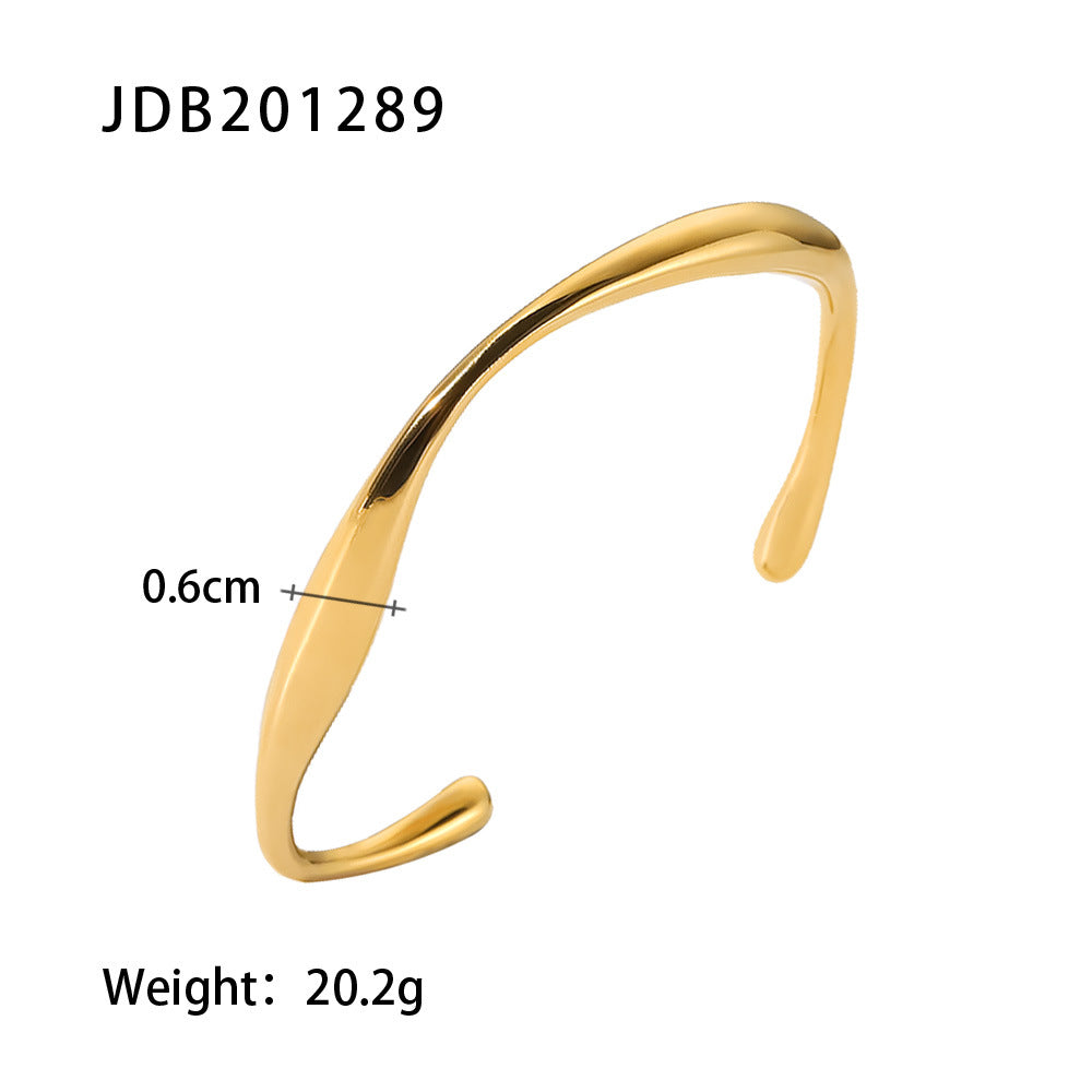 Luxe Gold-plated Stainless Steel Bracelets With Zirconia