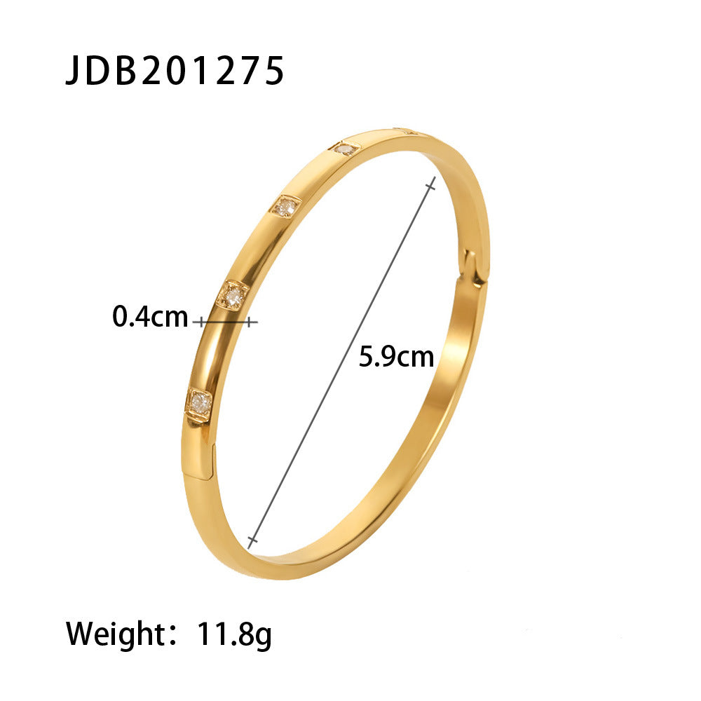 Luxe Gold-plated Stainless Steel Bracelets With Zirconia