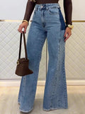 Luxe Light Blue Trendy High-Waisted Flared Jeans