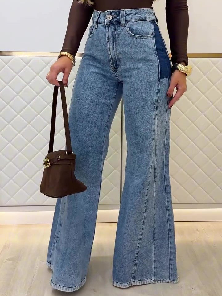 Luxe Light Blue Trendy High-Waisted Flared Jeans