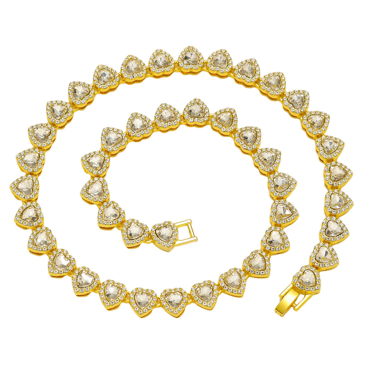 New Mens Heart-shaped Patchwork Chain Necklace Streetwear Hip-hop Style