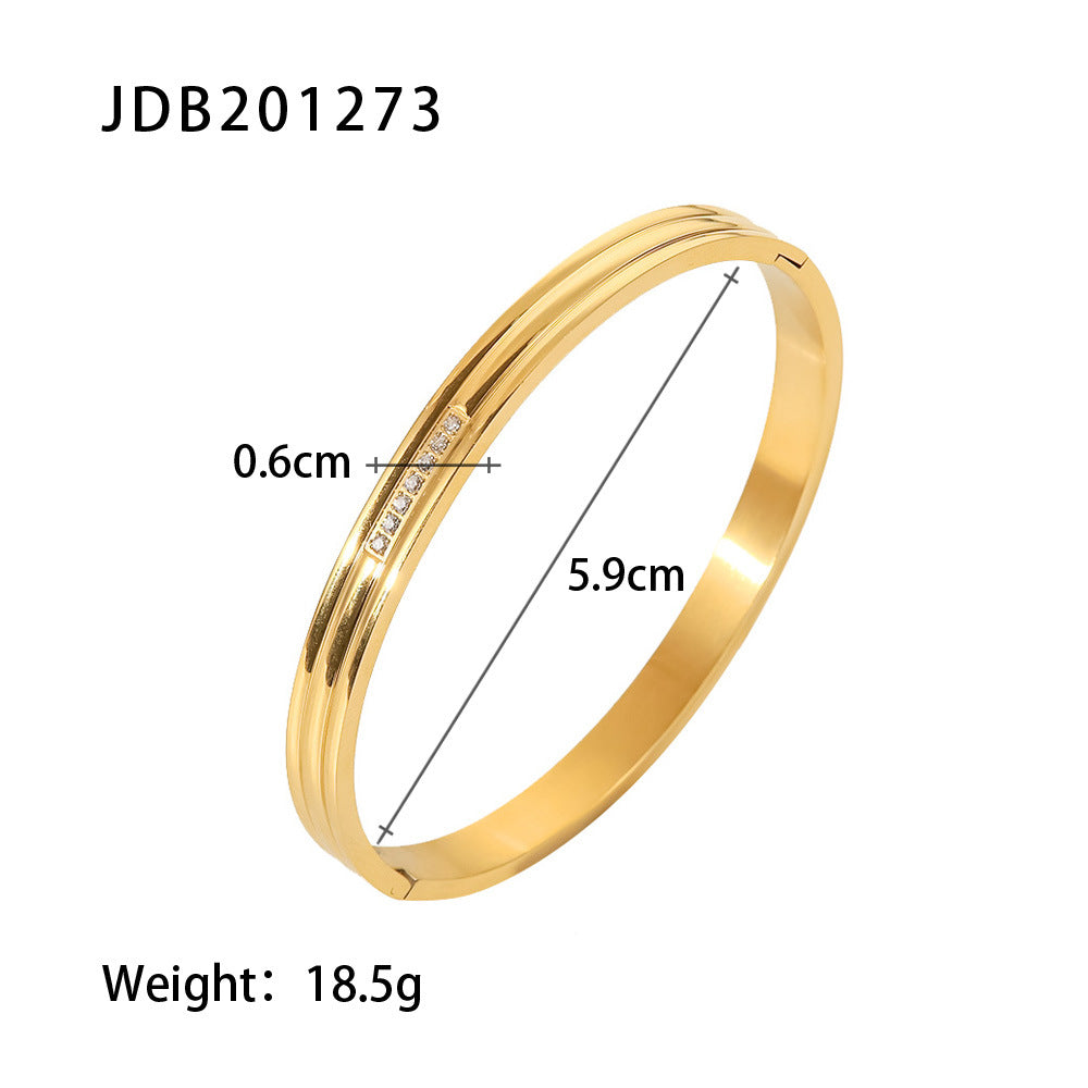 Luxe Gold-plated Stainless Steel Bracelets With Zirconia