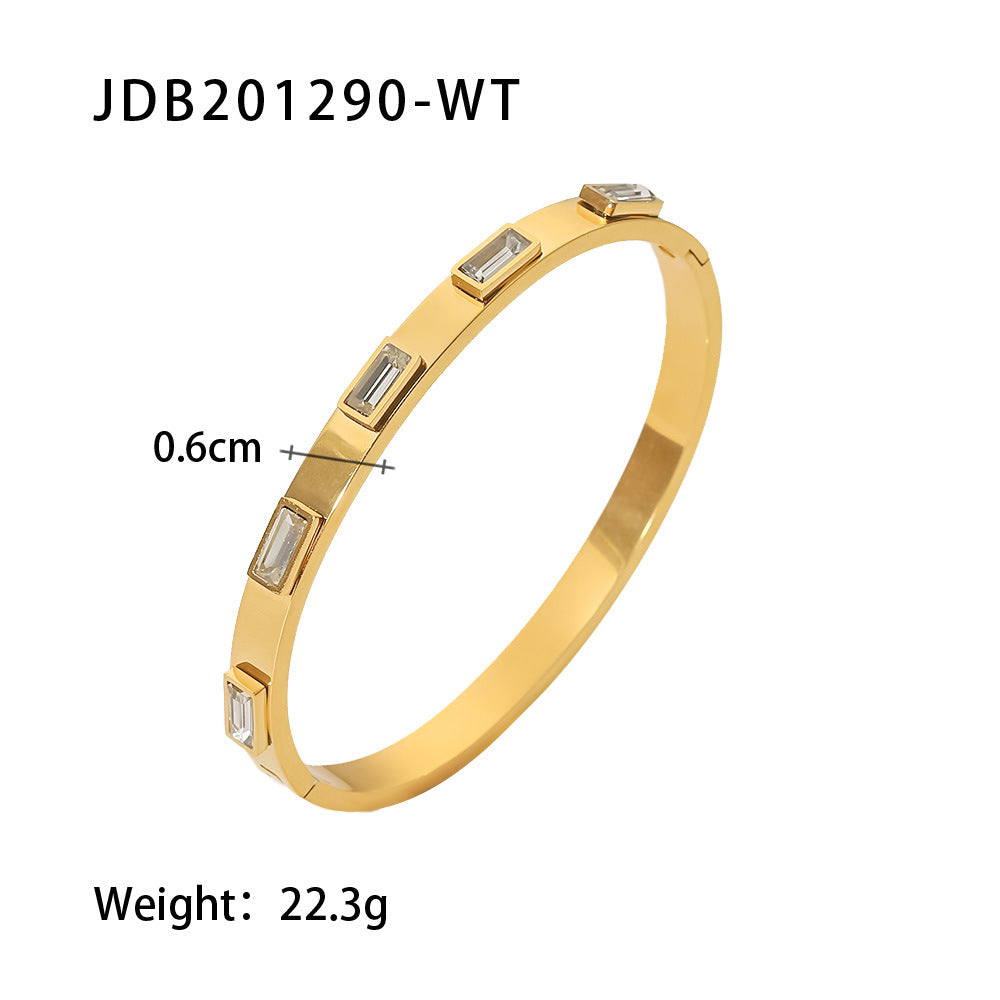 Luxe Gold-plated Stainless Steel Bracelets With Zirconia
