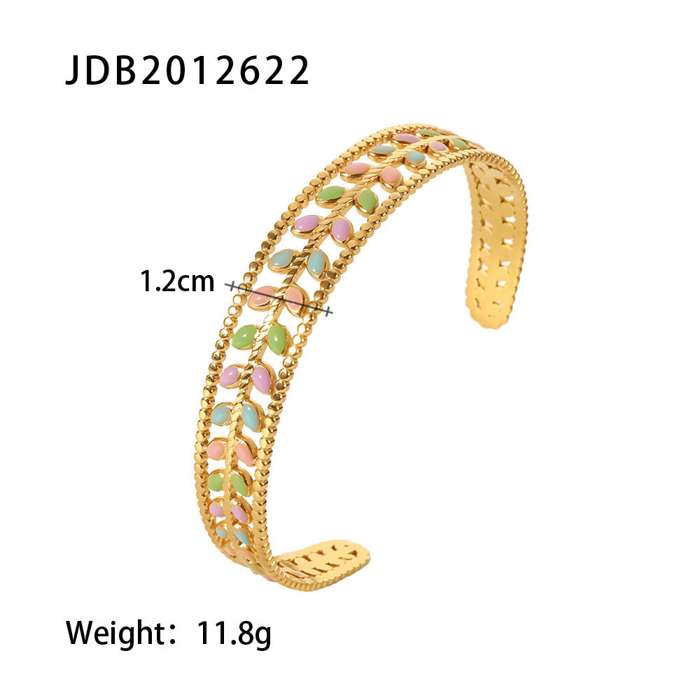Luxe Gold-plated Stainless Steel Bracelets With Zirconia