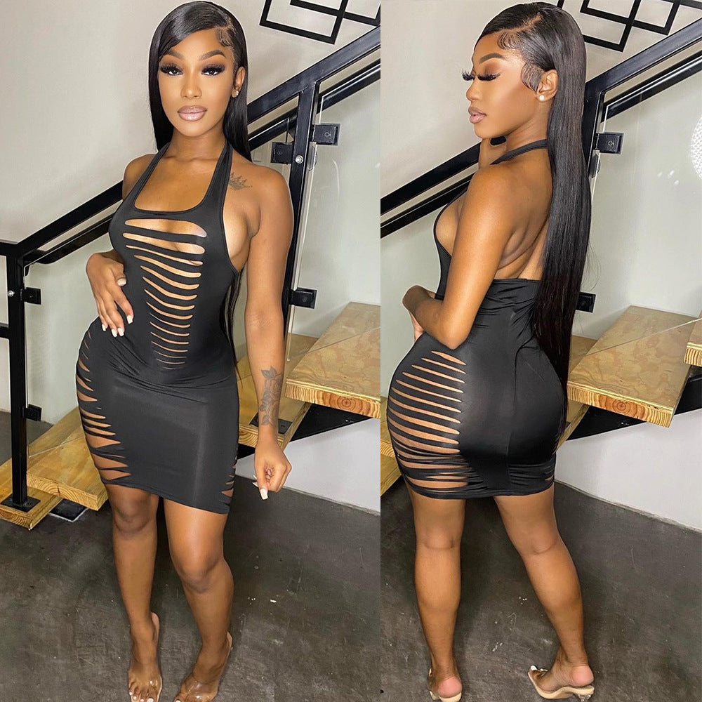 Luxe Sexy Halter Cut Out Dress