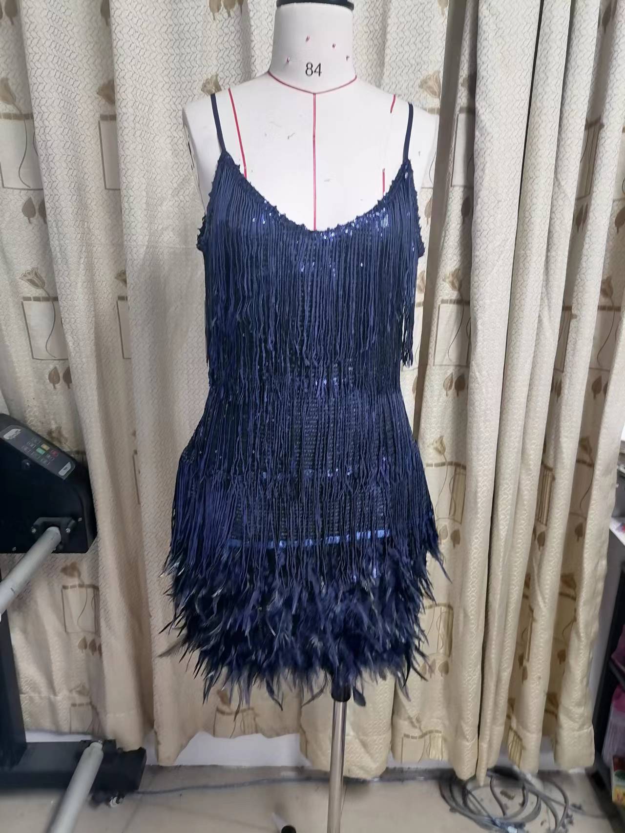 Luxe Tassel Sequins Feather Elegant Dress