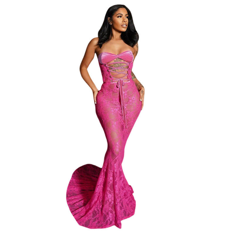 Scarlet Lace Bodycon Gown