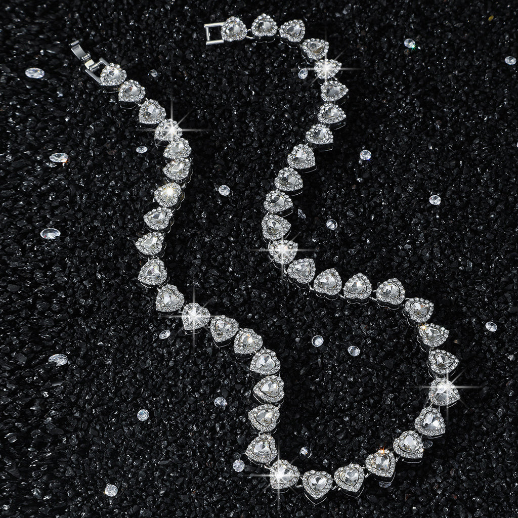 New Mens Heart-shaped Patchwork Chain Necklace Streetwear Hip-hop Style