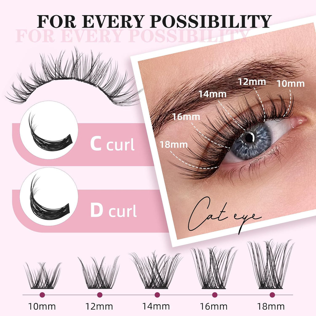 DIY Luxe Individual Lash Clusters D Curl 30D 40D Thick Volume Kit