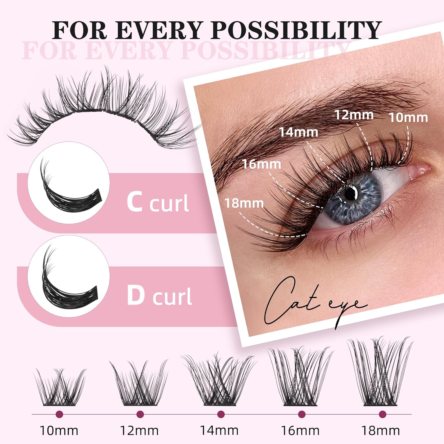 DIY Luxe Individual Lash Clusters D Curl 30D 40D Thick Volume Kit