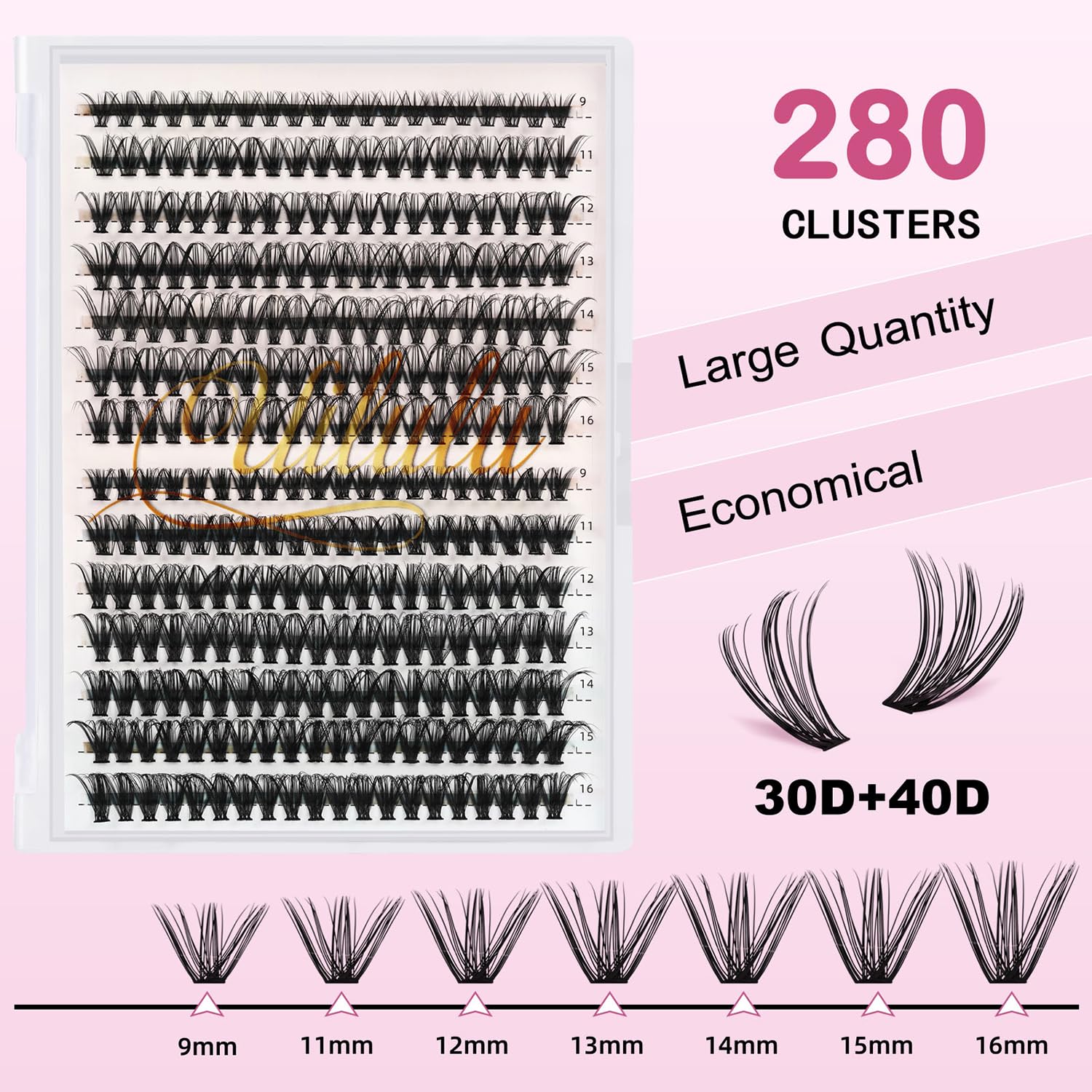 DIY Luxe Individual Lash Clusters D Curl 30D 40D Thick Volume Kit