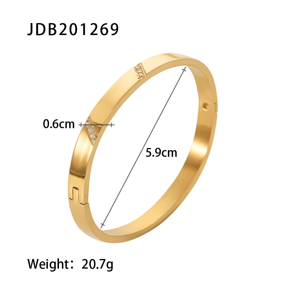 Luxe Gold-plated Stainless Steel Bracelets With Zirconia