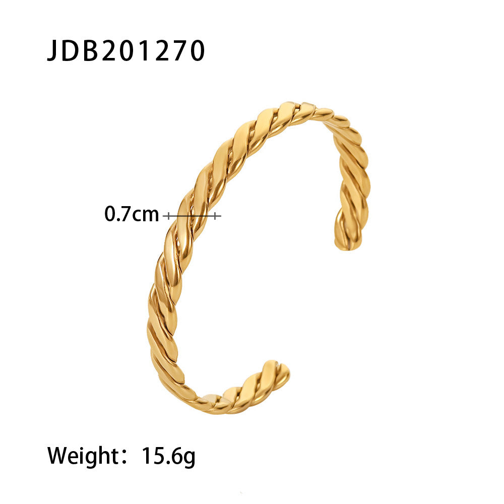 Luxe Gold-plated Stainless Steel Bracelets With Zirconia