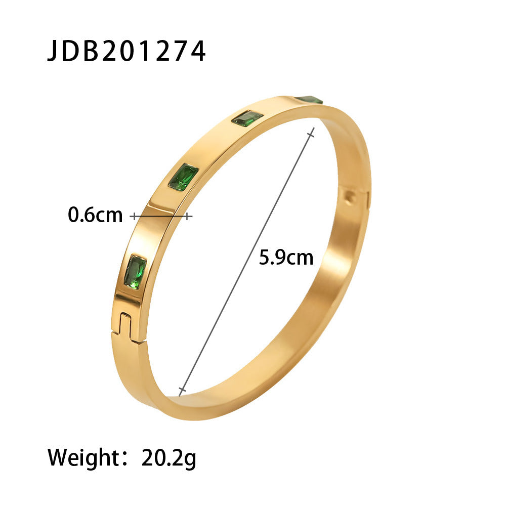 Luxe Gold-plated Stainless Steel Bracelets With Zirconia
