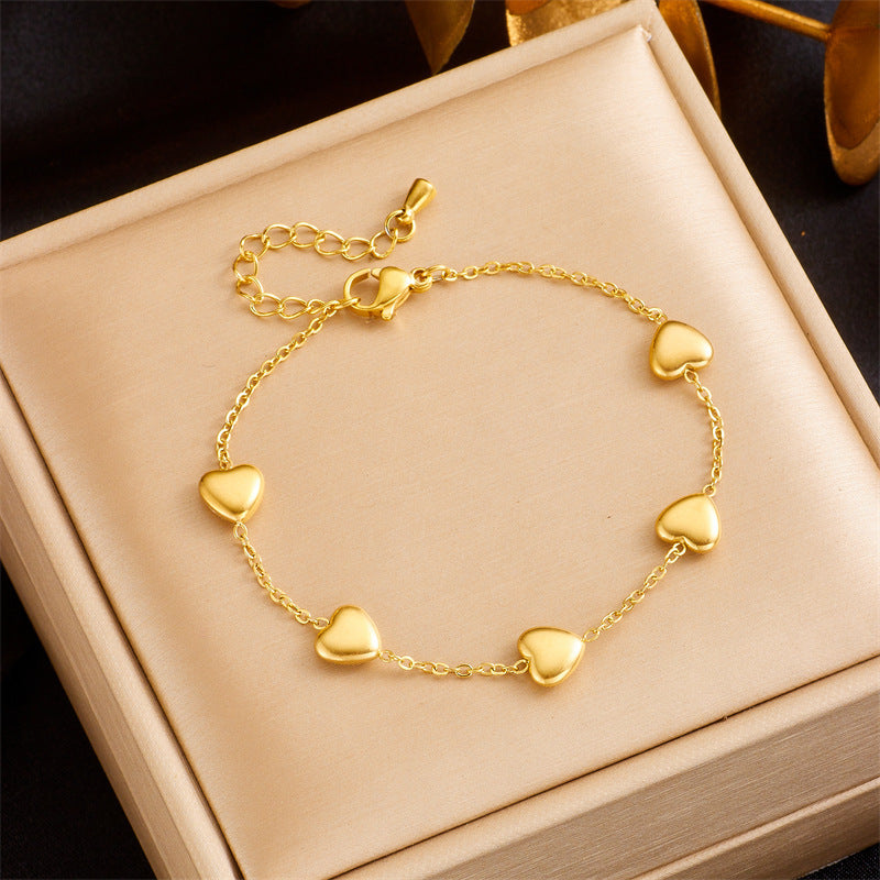 Korean-style 3D Glossy Heart Bracelet Versatile And All-matching