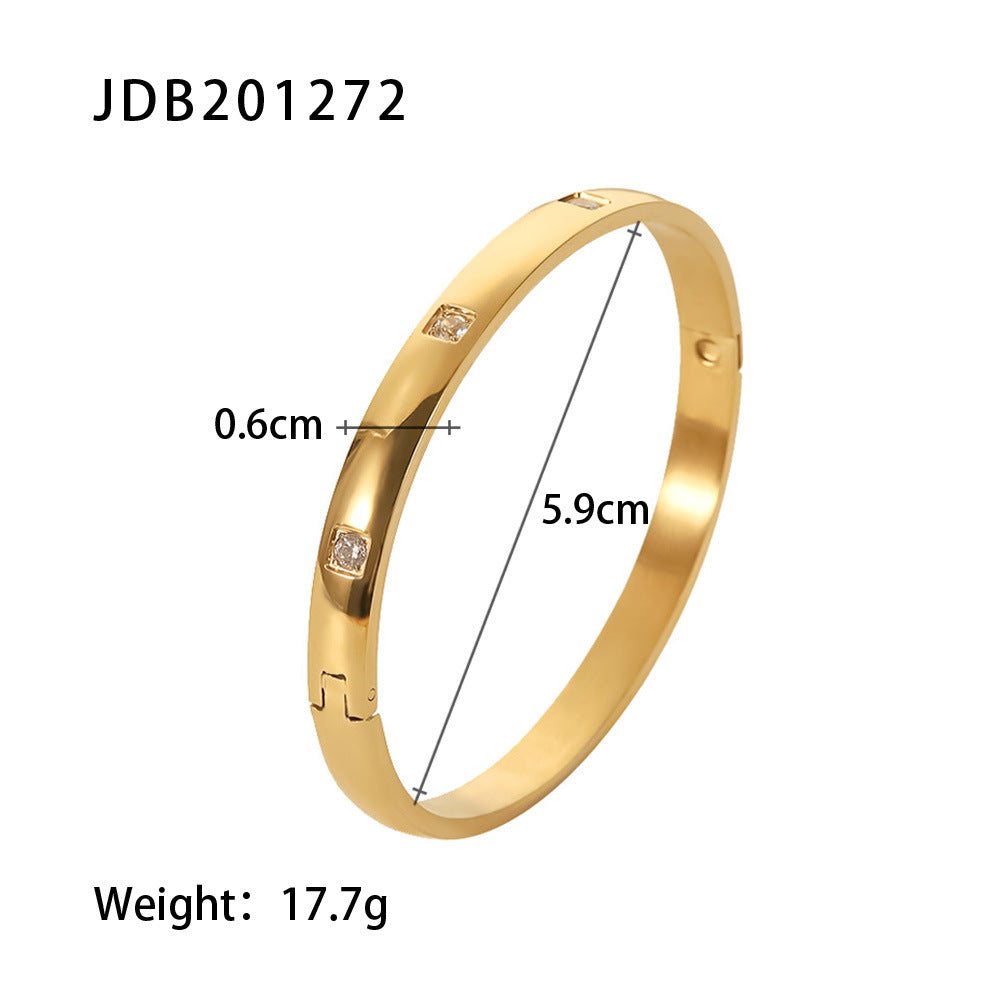 Luxe Gold-plated Stainless Steel Bracelets With Zirconia
