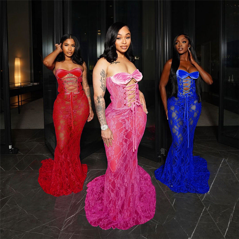 Scarlet Lace Bodycon Gown