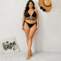 Luxe Black Bikini Set With Lace-Up Top & Tie Side Bottom