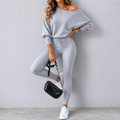 Luxe Casual Two-Piece Long-Sleeve Pullover High-Waisted Drawstring Pants
