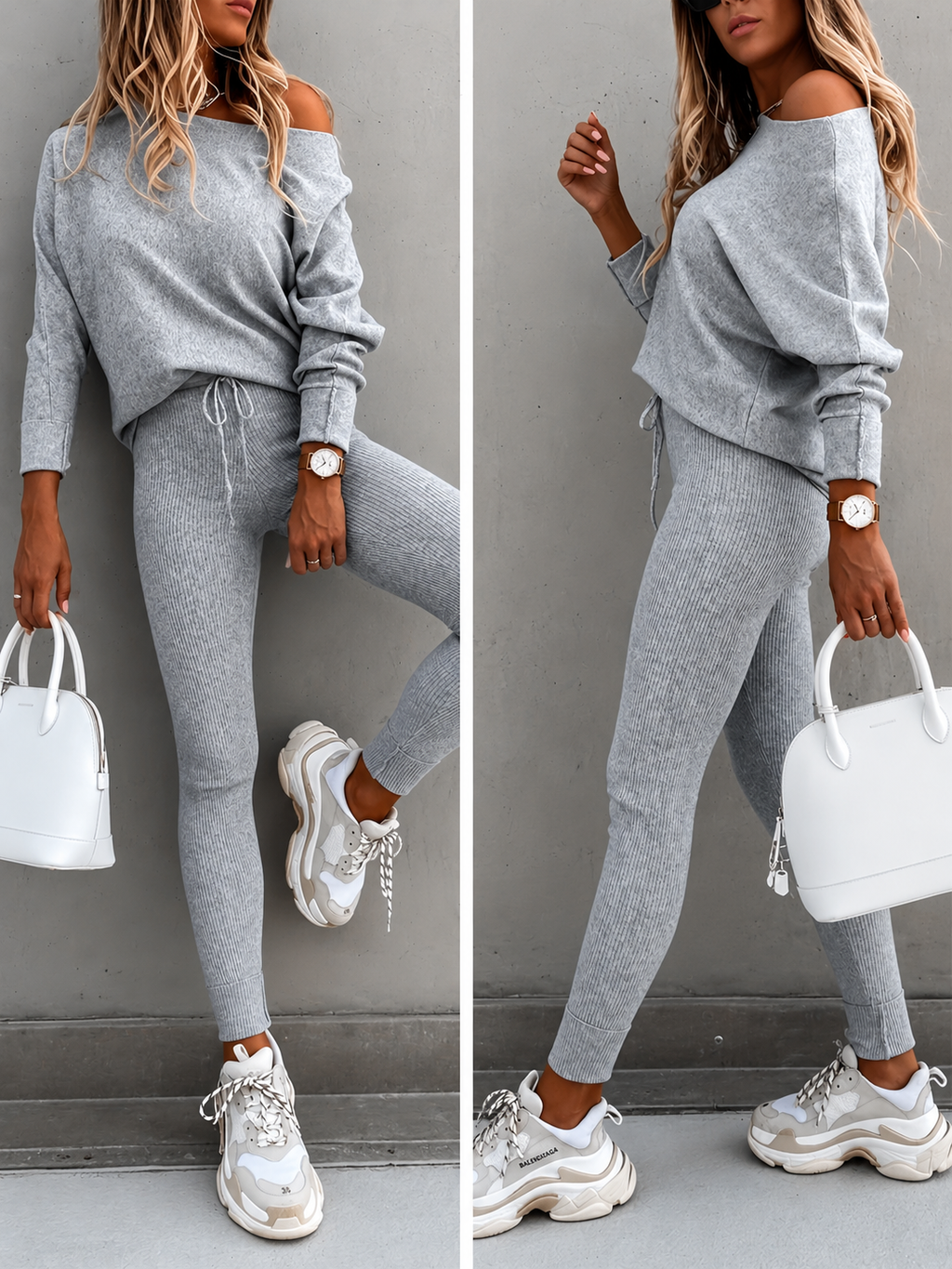 Luxe Casual Two-Piece Long-Sleeve Pullover High-Waisted Drawstring Pants