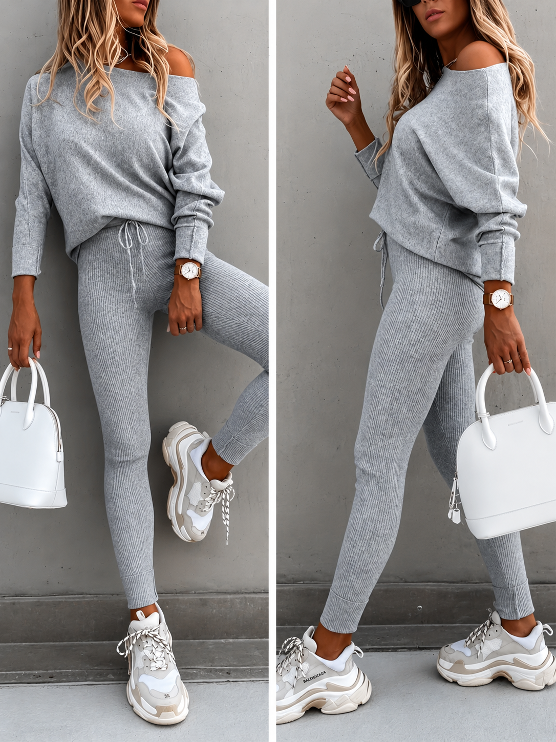 Luxe Casual Two-Piece Long-Sleeve Pullover High-Waisted Drawstring Pants