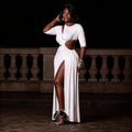 Luxe Short Sleeve Shoulder Slit Dress