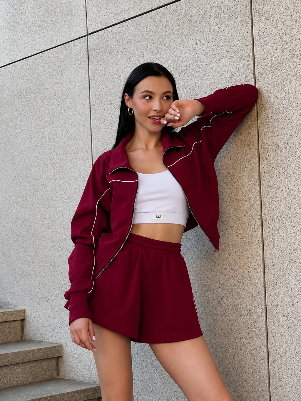 Luxe Striped Design Two-piece Shorts Set