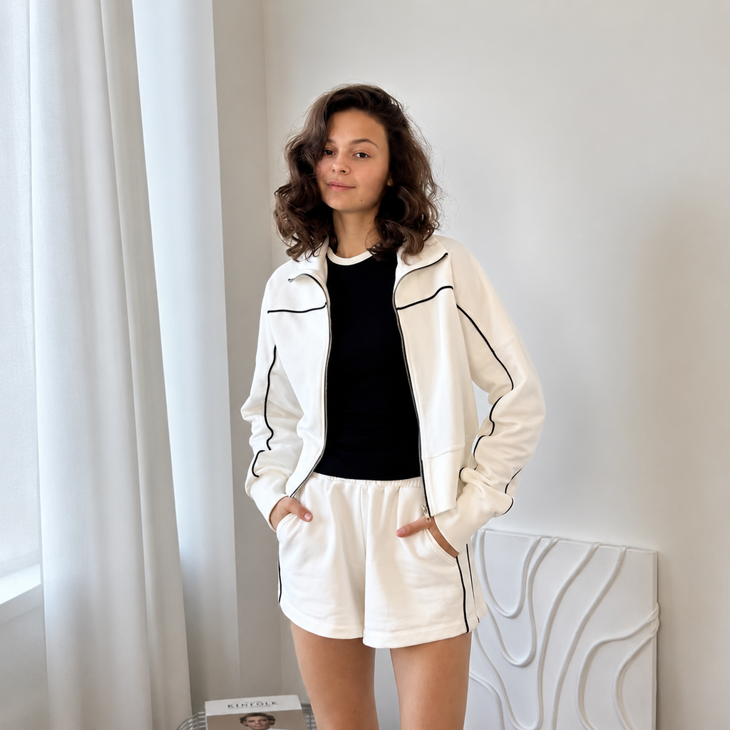 Luxe Striped Design Two-piece Shorts Set