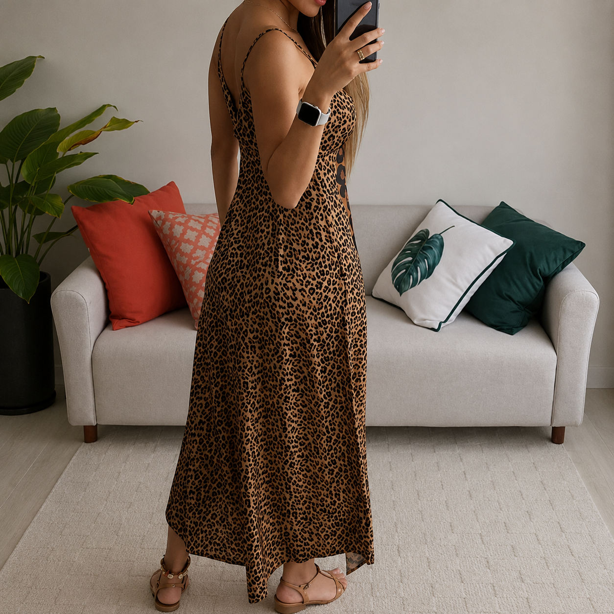 Luxe Strap Leopard Print Butterfly Dress