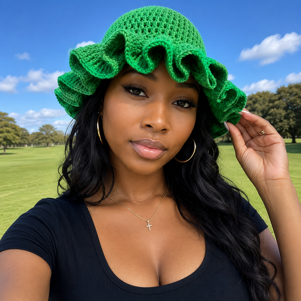 Luxe Handmade Crochet Frill Bamboo Hat