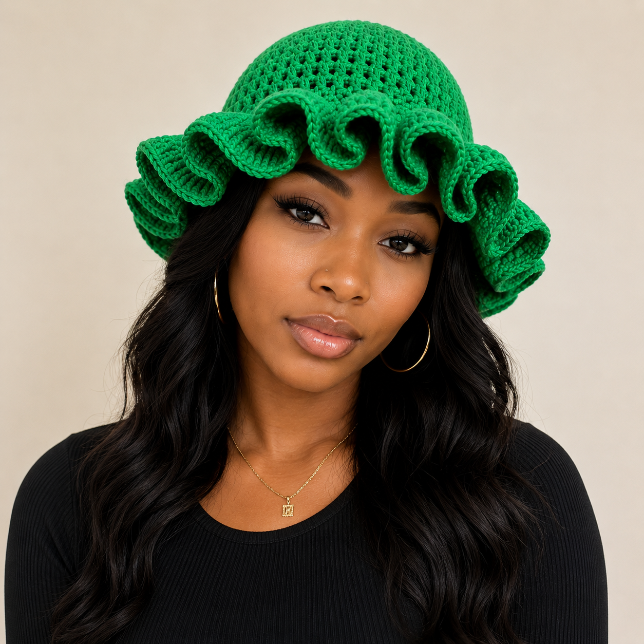 Luxe Handmade Crochet Frill Bamboo Hat