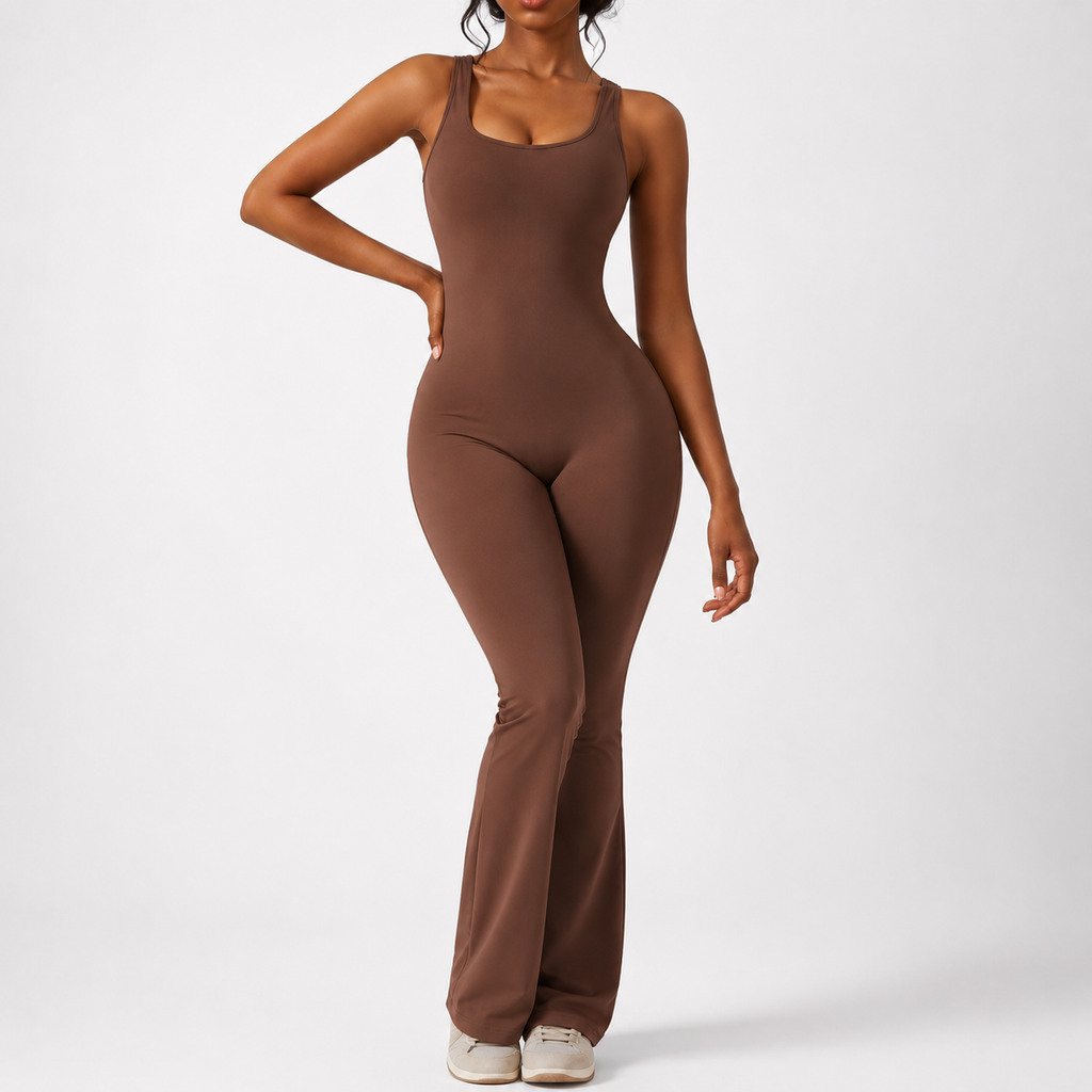 Luxe Sleeveless Flare Jumpsuits Fitness Yoga Flair Pants
