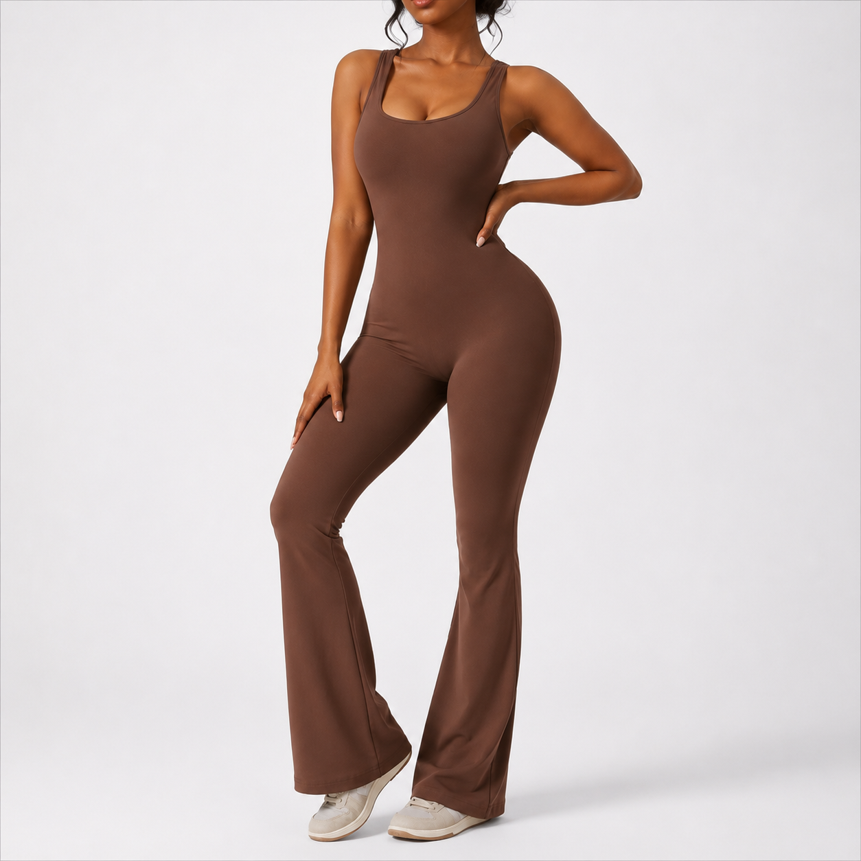 Luxe Sleeveless Flare Jumpsuits Fitness Yoga Flair Pants