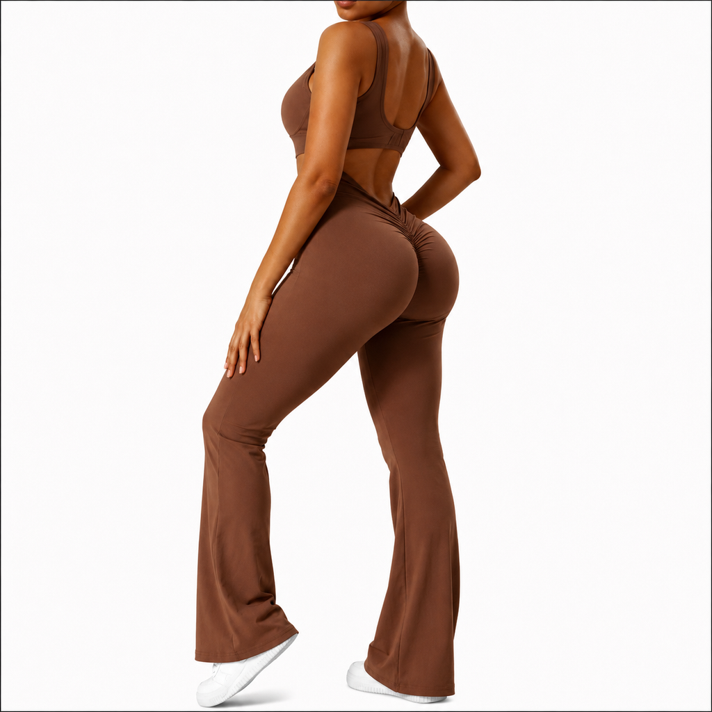 Luxe Sleeveless Flare Jumpsuits Fitness Yoga Flair Pants