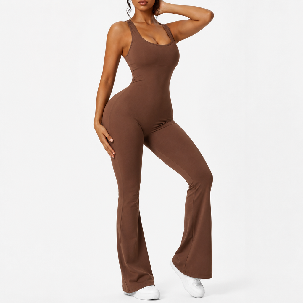 Luxe Sleeveless Flare Jumpsuits Fitness Yoga Flair Pants