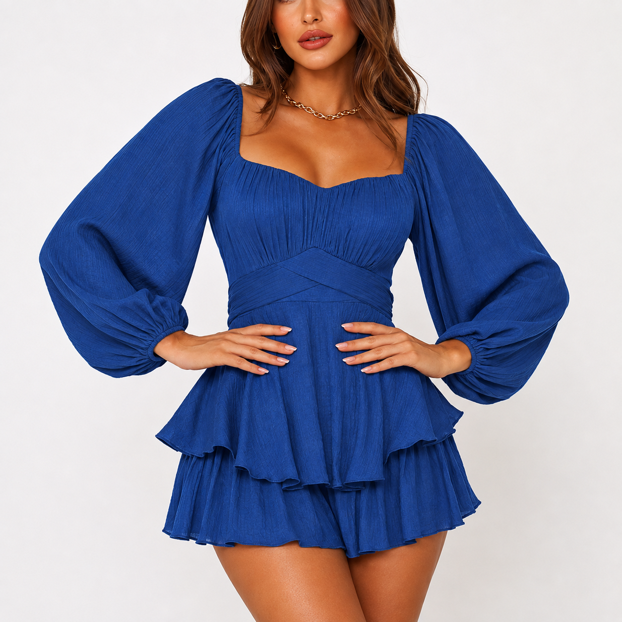 Luxe Ruffled Long Sleeve Casual Culotte