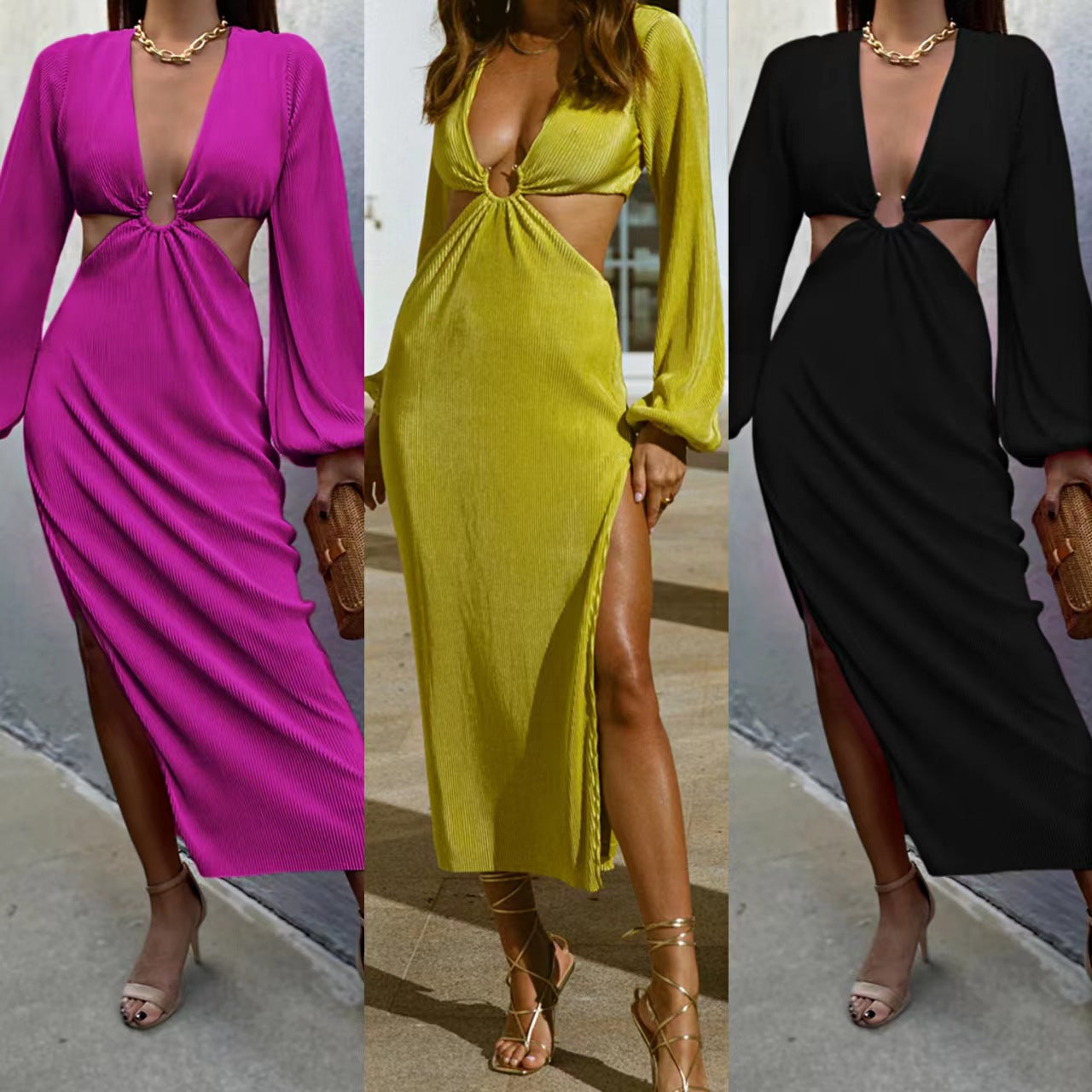 Elegant Pleated Maxi Dress