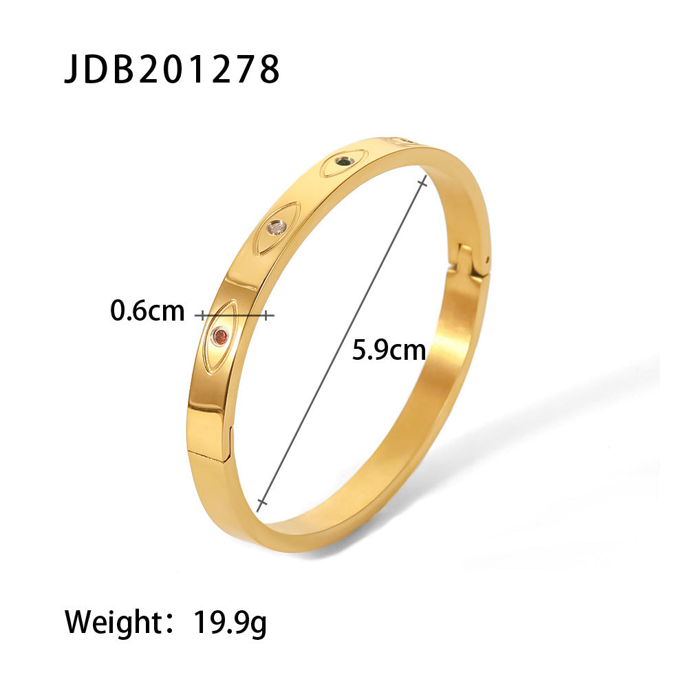 Luxe Gold-plated Stainless Steel Bracelets With Zirconia