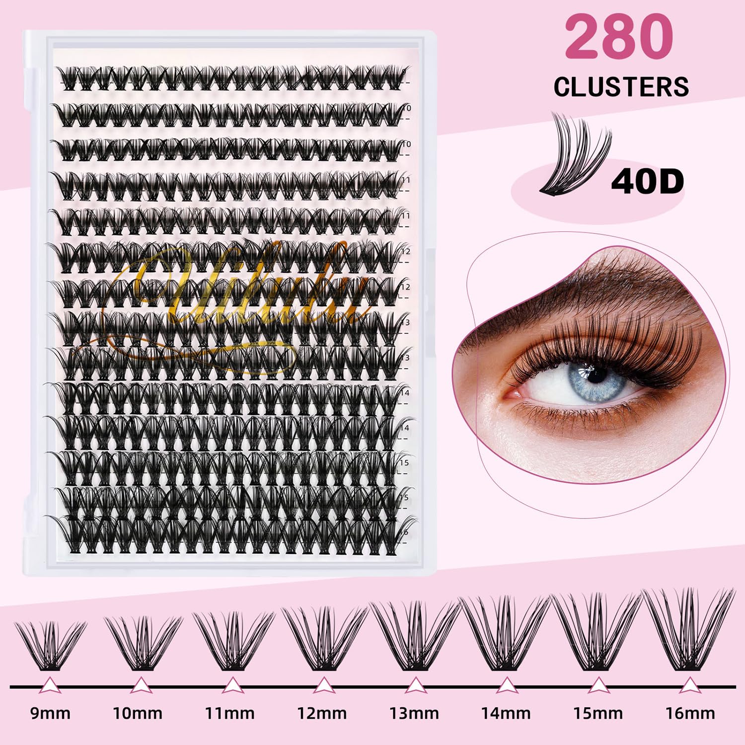 DIY Luxe Individual Lash Clusters D Curl 30D 40D Thick Volume Kit