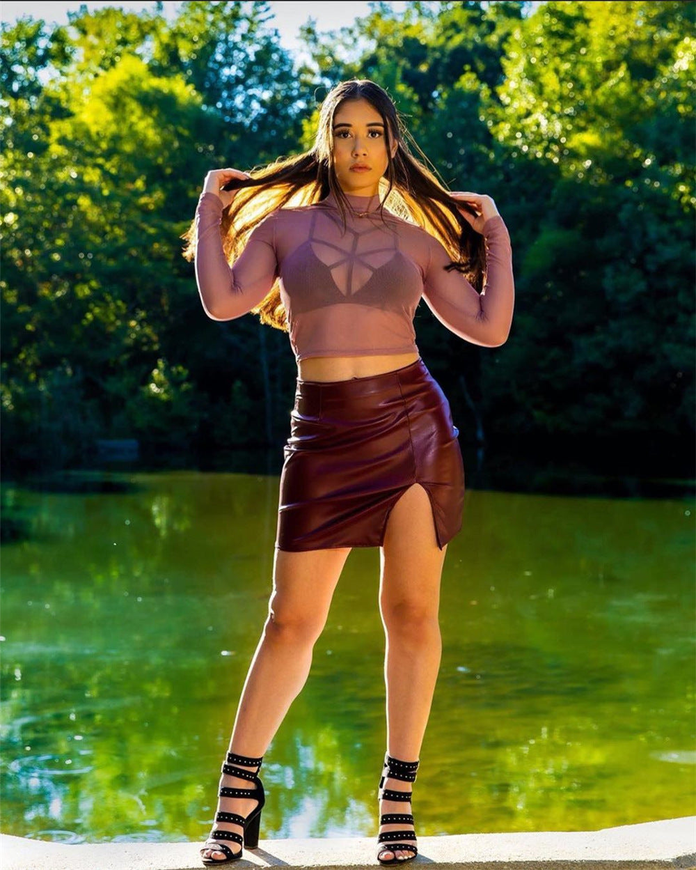 Luxe Black Leather Skirt With Zipper