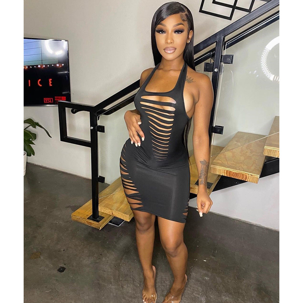 Luxe Sexy Halter Cut Out Dress