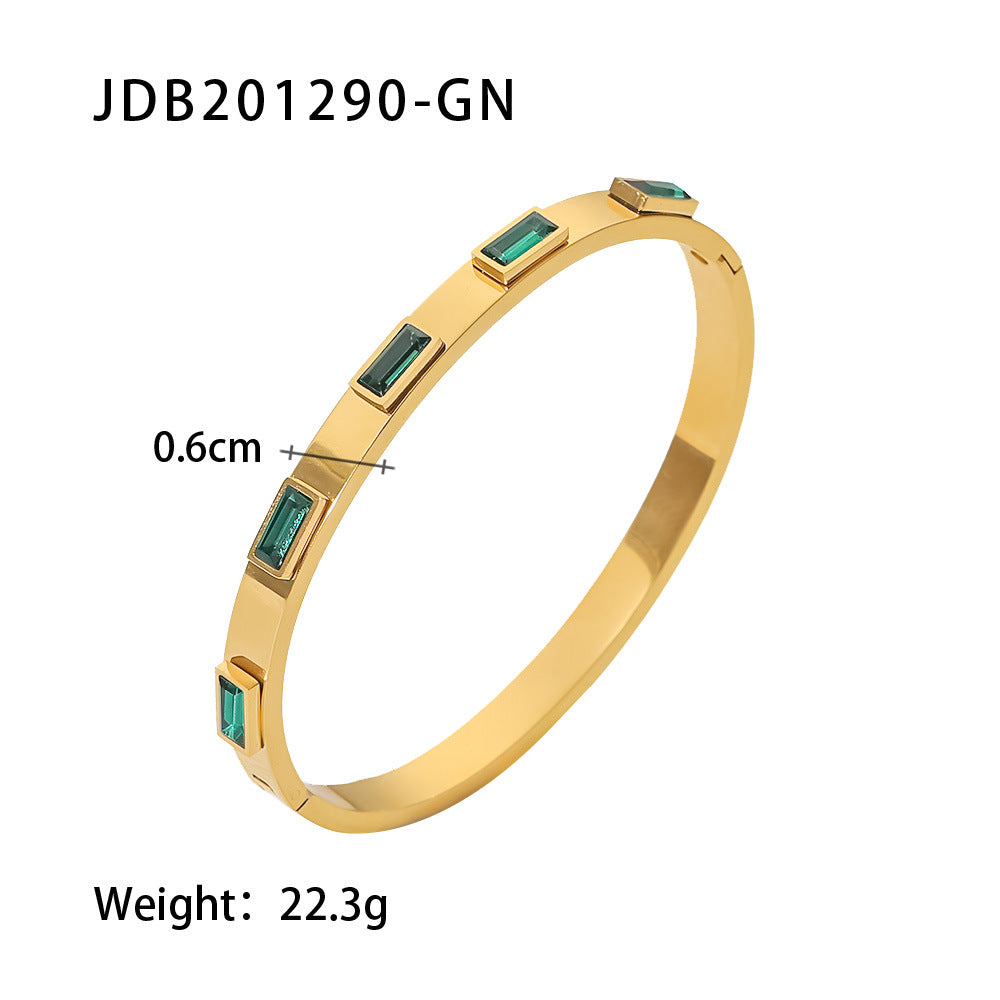 Luxe Gold-plated Stainless Steel Bracelets With Zirconia