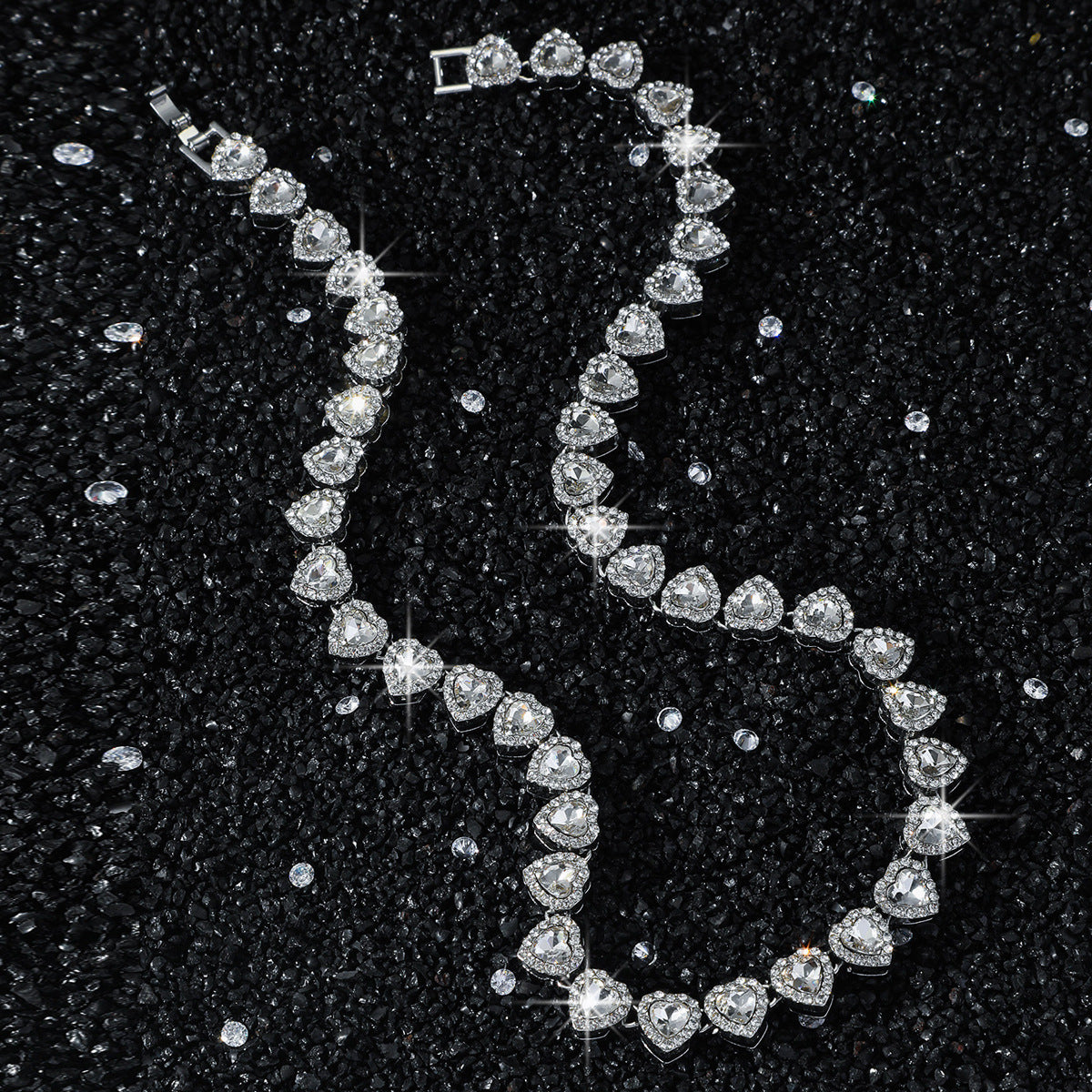 New Mens Heart-shaped Patchwork Chain Necklace Streetwear Hip-hop Style