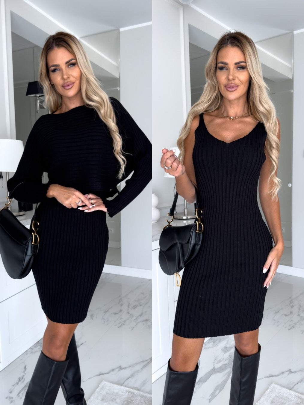 Luxe 2Pc Solid Stripe Skirt Set