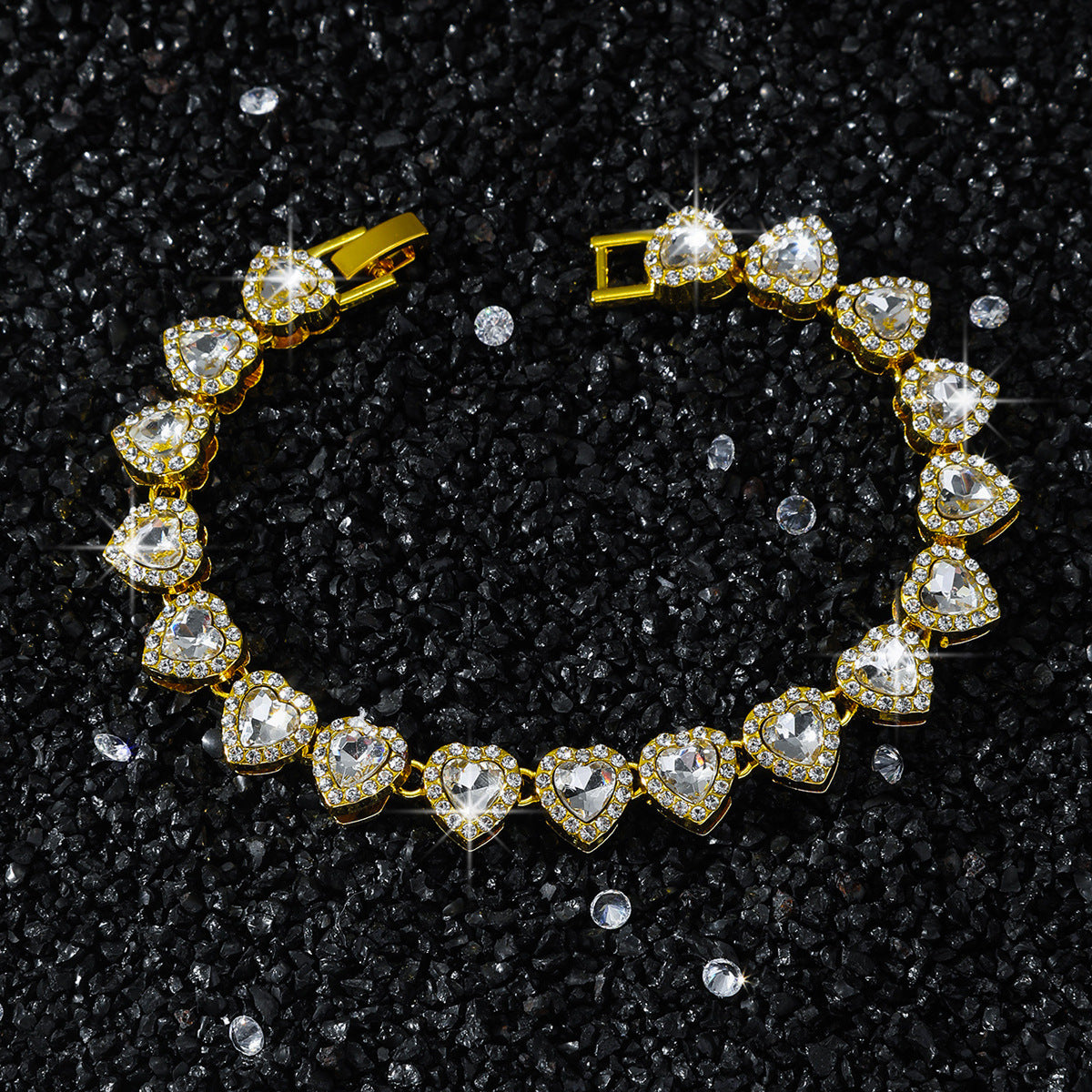 New Mens Heart-shaped Patchwork Chain Necklace Streetwear Hip-hop Style