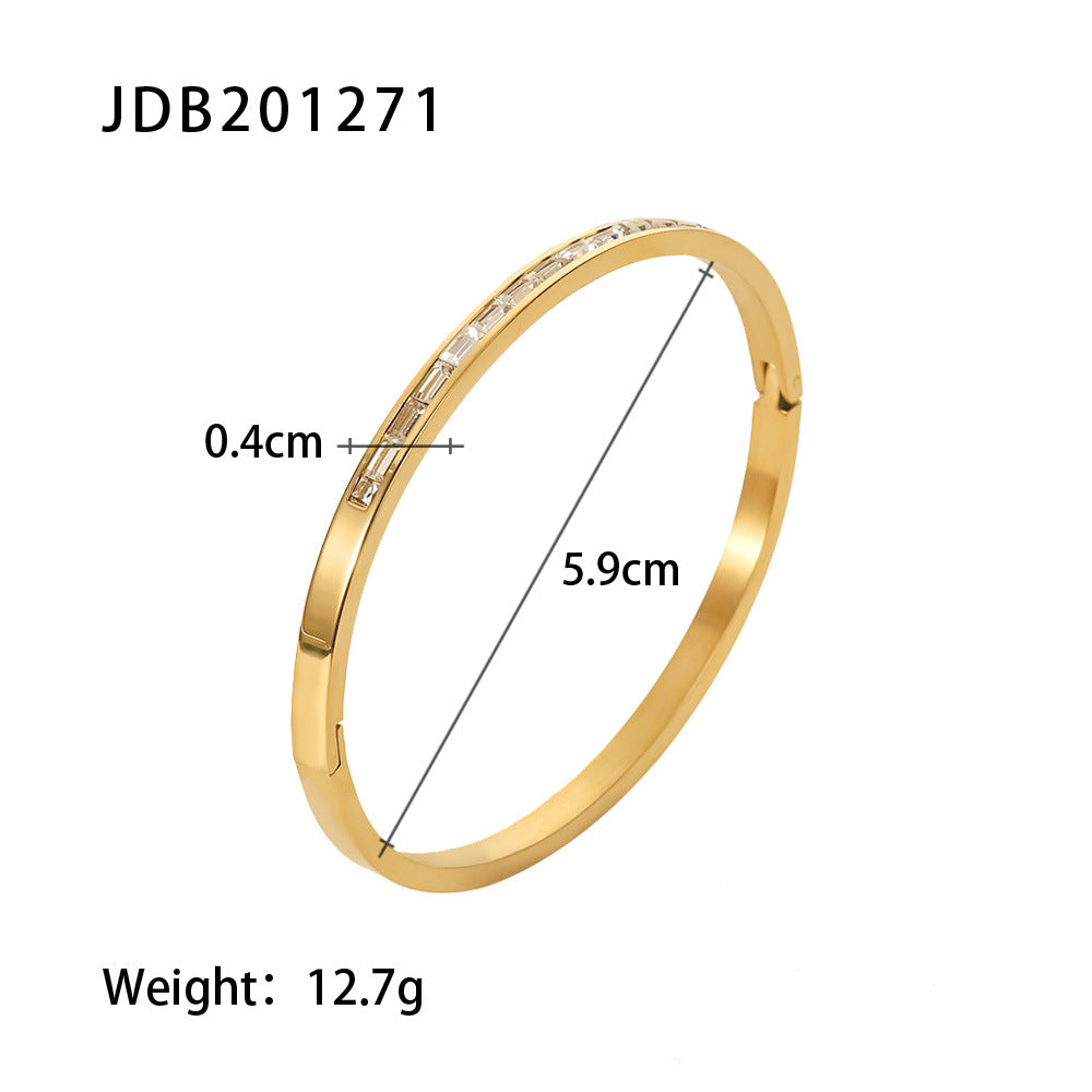 Luxe Gold-plated Stainless Steel Bracelets With Zirconia