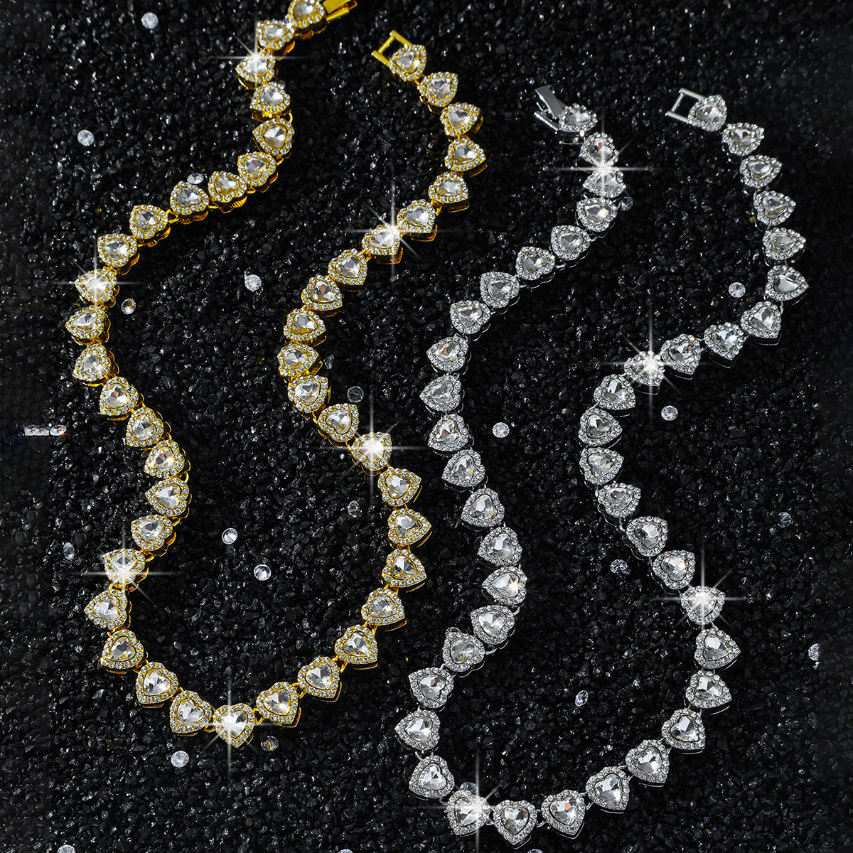 New Mens Heart-shaped Patchwork Chain Necklace Streetwear Hip-hop Style