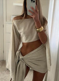 Long-Sleeved Luxe Top & Strappy Skirt Set